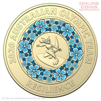 2020 Royal Australian Mint $2 AlBr Coloured Loose Coin Tokyo Olympics Circulated - RESILIENCE