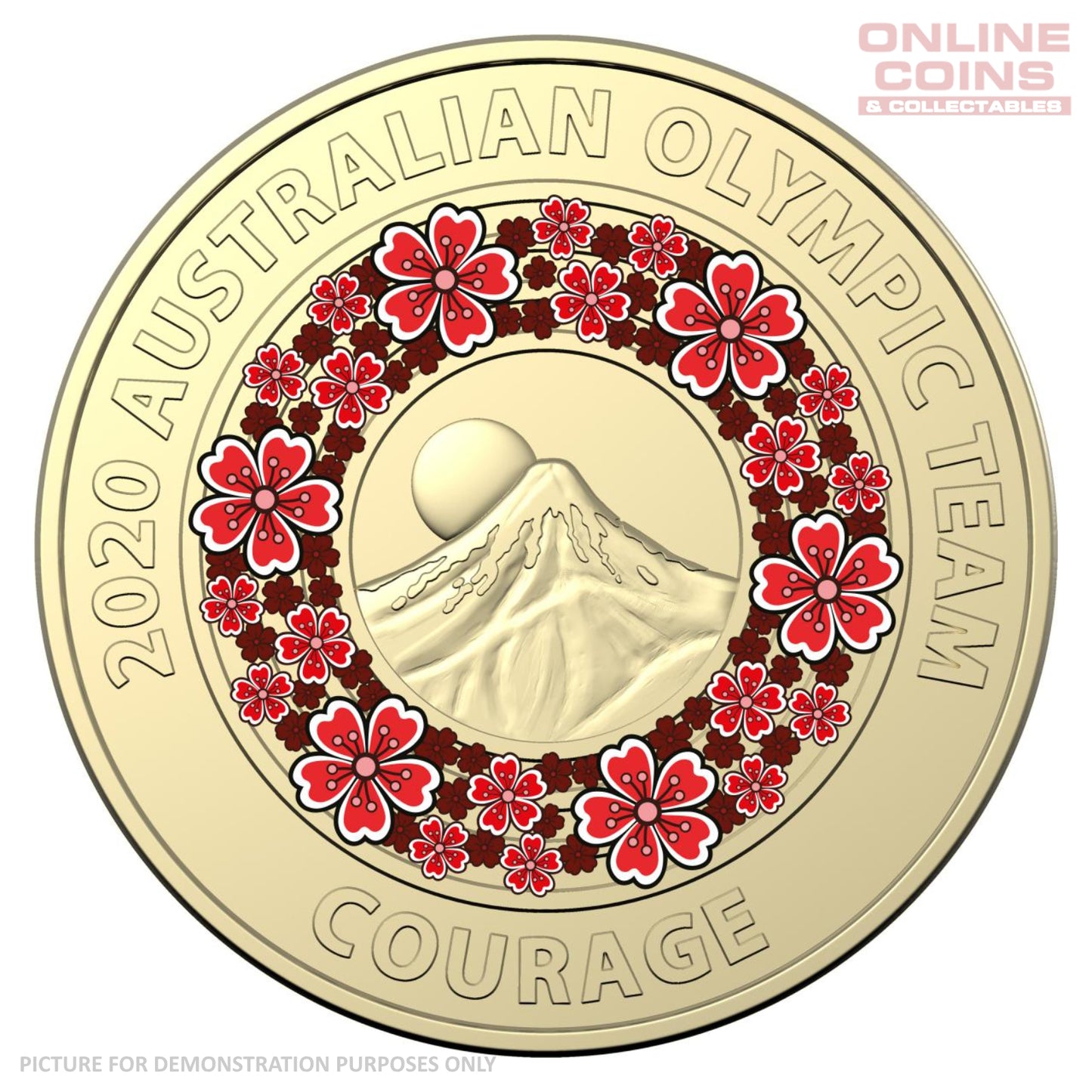 2020 Royal Australian Mint $2 AlBr Coloured Loose Coin Tokyo Olympics Circulated - COURAGE
