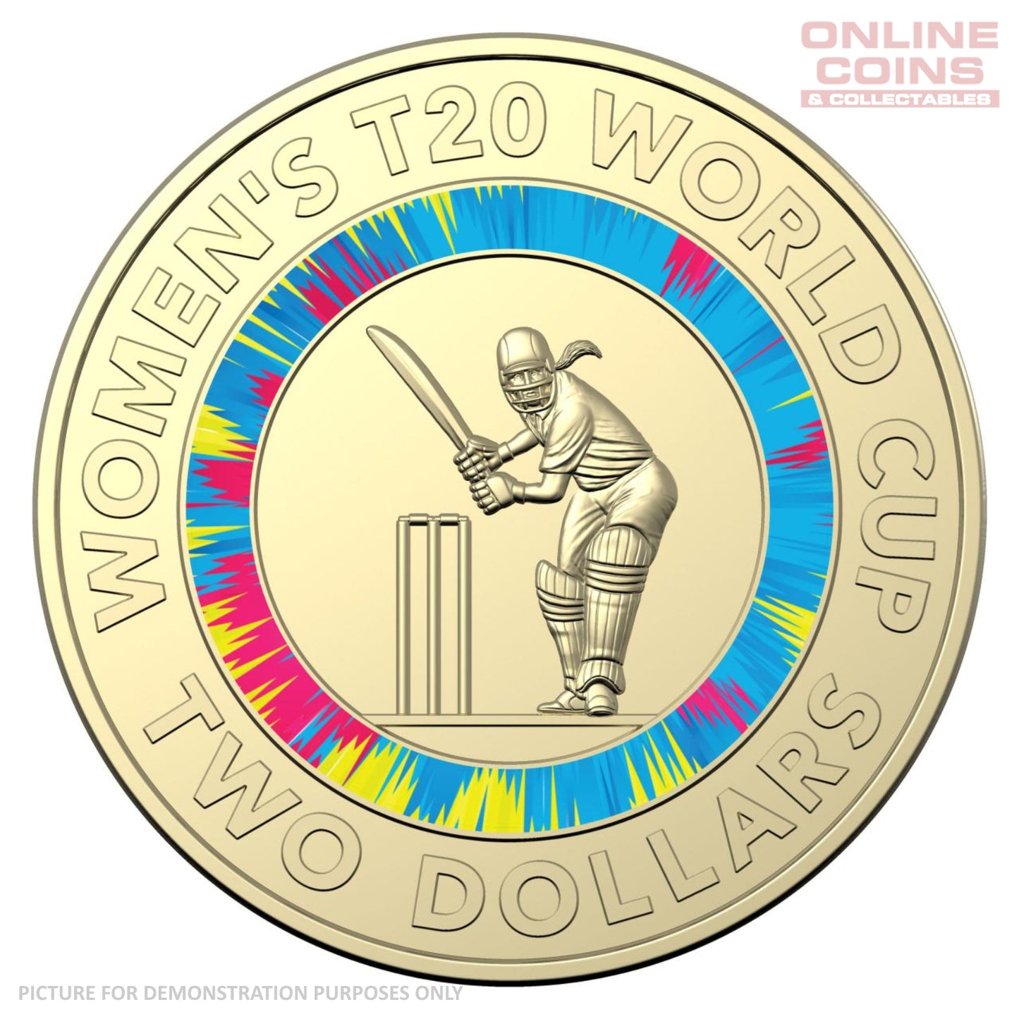 2020 RAM $2 AlBr Coloured Circulated Loose Coin -  ICC Women’s T20 World Cup