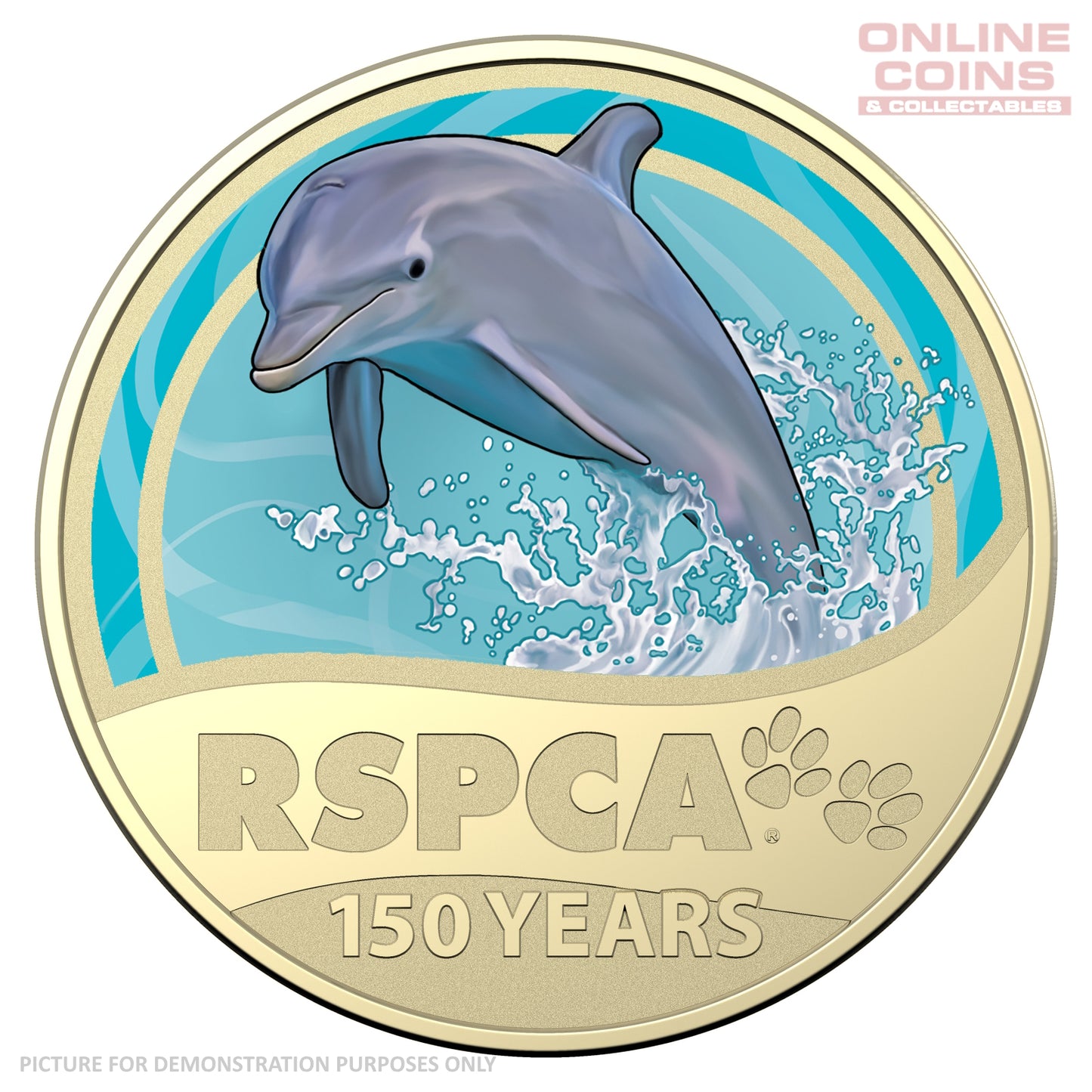 2021 $1 AlBr Coloured Uncirculated Carded Coin - RSPCA Dolphin