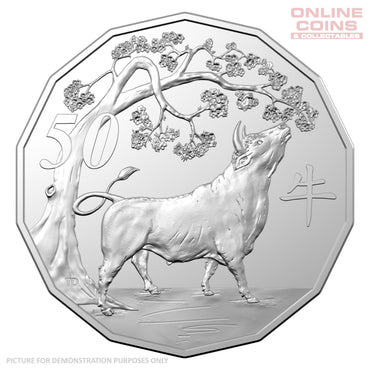 2021 50c CuNi Uncirculated Tetra-Decagon Carded Coin - Lunar Year of the Ox