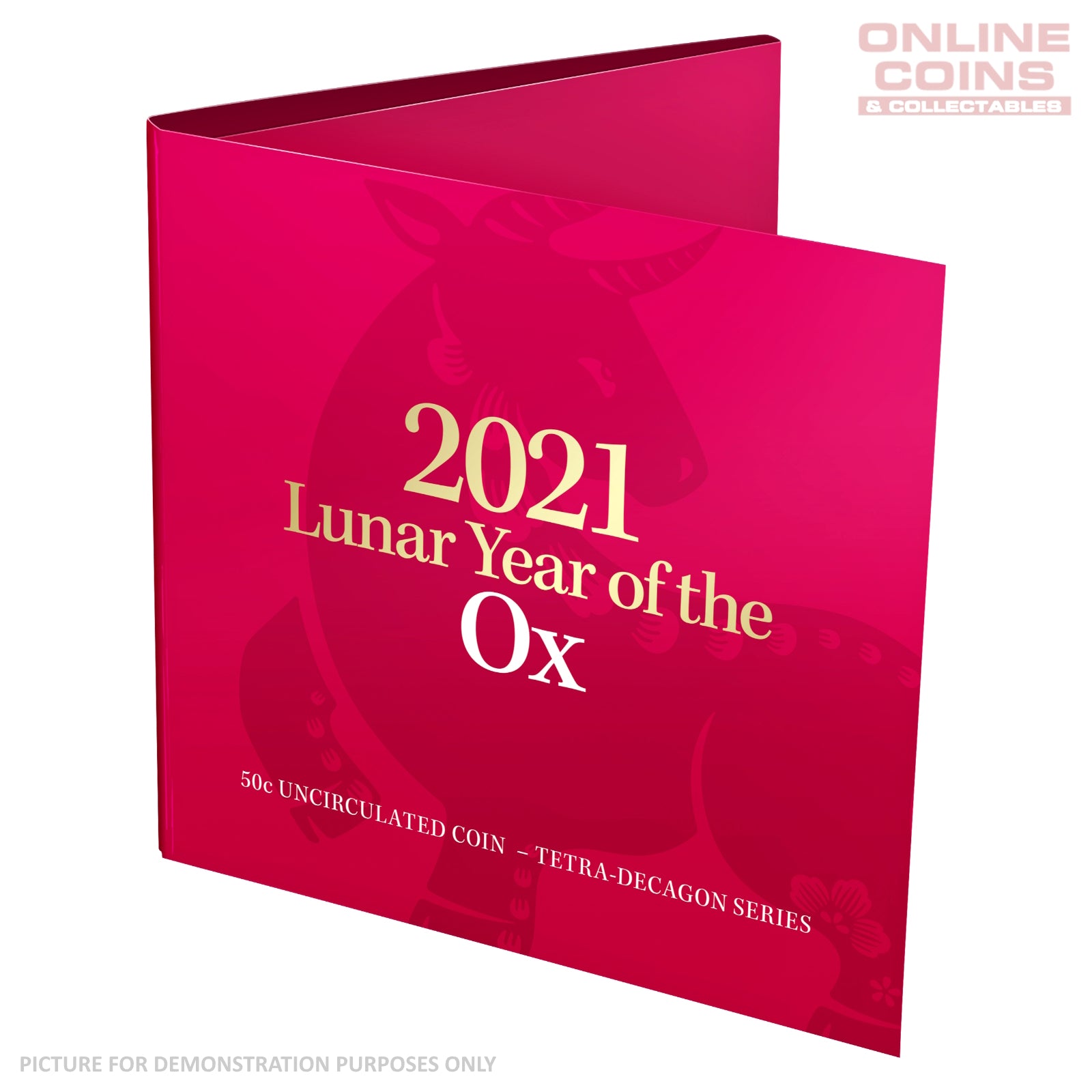 2021 50c CuNi Uncirculated Tetra-Decagon Carded Coin - Lunar Year of the Ox