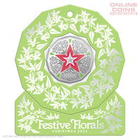 2023 50c CuNi Coloured Uncirculated Carded Coin - Christmas Decoration Festive Floral GREEN