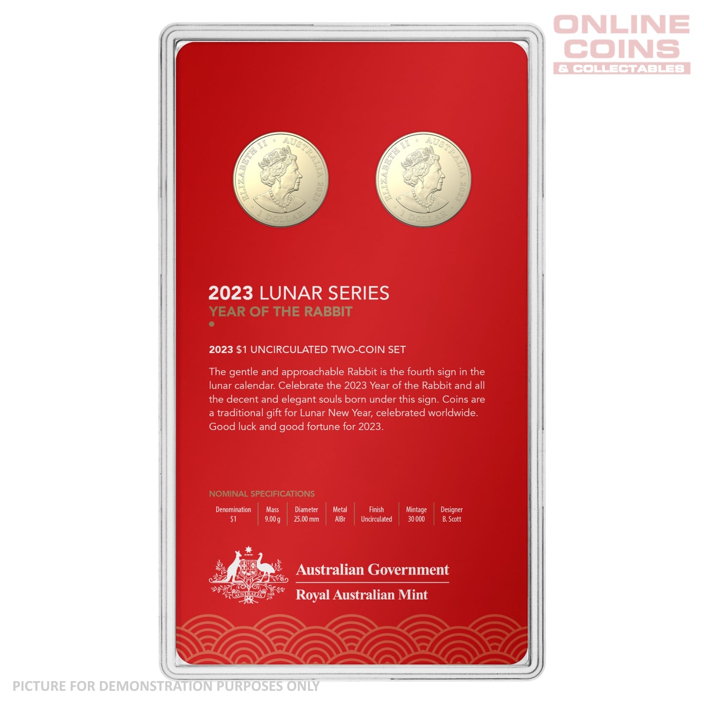 2023 $1 AlBr Uncirculated Two Coin Set – Year of the Rabbit
