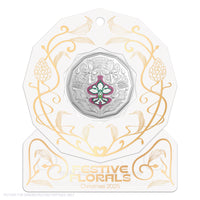 2025 RAM 50c Coloured Uncirculated Coin - Christmas Festive Florals - WHITE Packaging