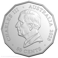 2025 RAM 50c Coloured Uncirculated Coin - Christmas Festive Florals - RED Packaging
