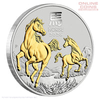 2026 Perth Mint 1oz Silver Gilded Coin - Year of the Horse
