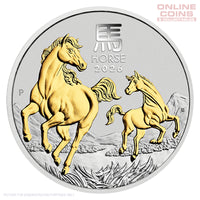 2026 Perth Mint 1oz Silver Gilded Coin - Year of the Horse