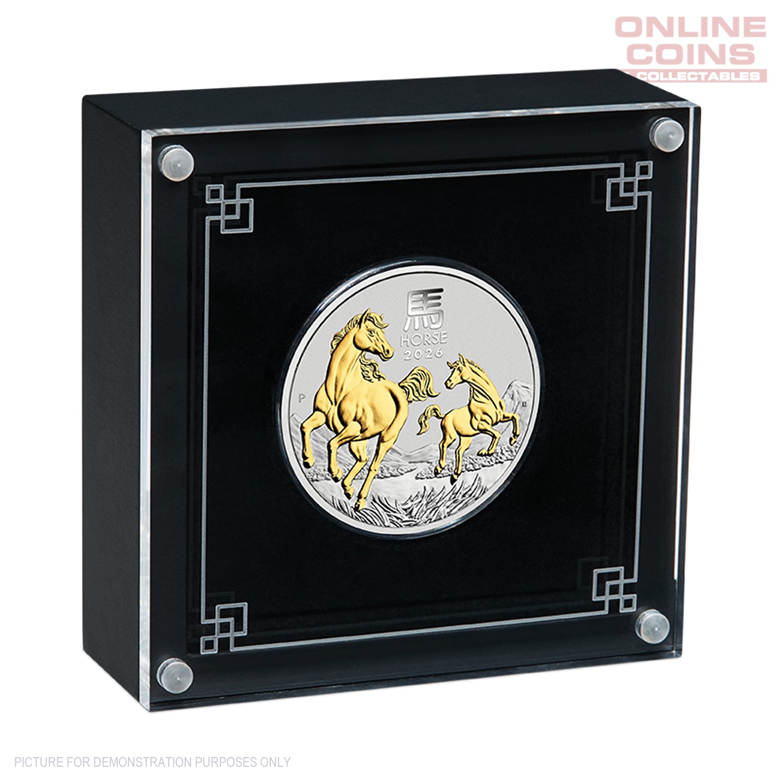 2026 Perth Mint 1oz Silver Gilded Coin - Year of the Horse
