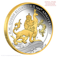 2026 Perth Mint QEII 100th Bday Florin 1oz Silver Proof Gilded Coin