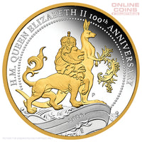 2026 Perth Mint QEII 100th Bday Florin 1oz Silver Proof Gilded Coin