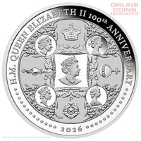 2026 Perth Mint QEII 100th Birthday 1oz Silver Proof Coin