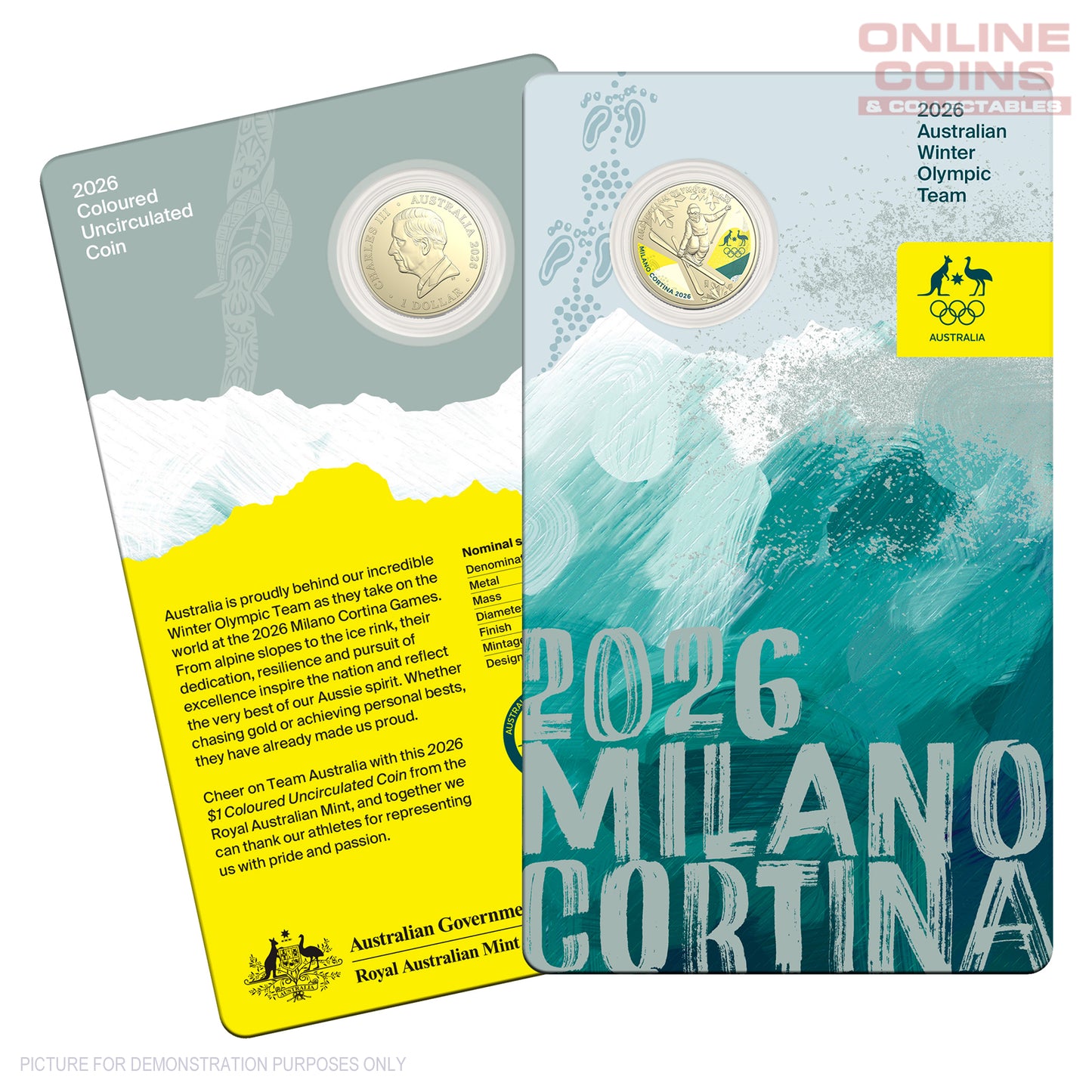 2026 RAM $1 AlBr Coloured Uncirculated Coin - Winter Olympics