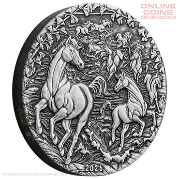 2026 Perth Mint 2oz Silver Aniqued Coin - Australian Lunar Series III – Year of the Horse