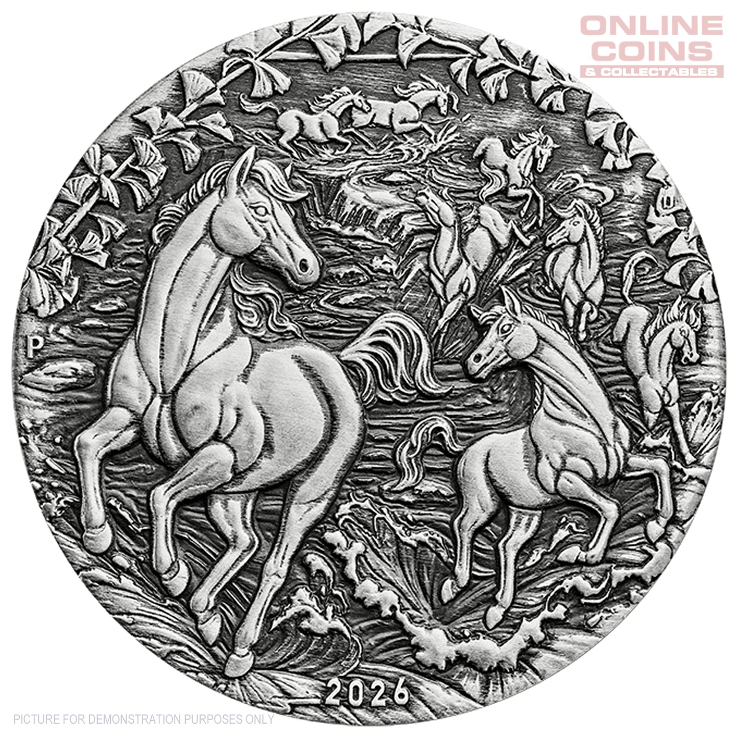 2026 Perth Mint 2oz Silver Aniqued Coin - Australian Lunar Series III – Year of the Horse