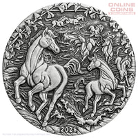 2026 Perth Mint 2oz Silver Aniqued Coin - Australian Lunar Series III – Year of the Horse