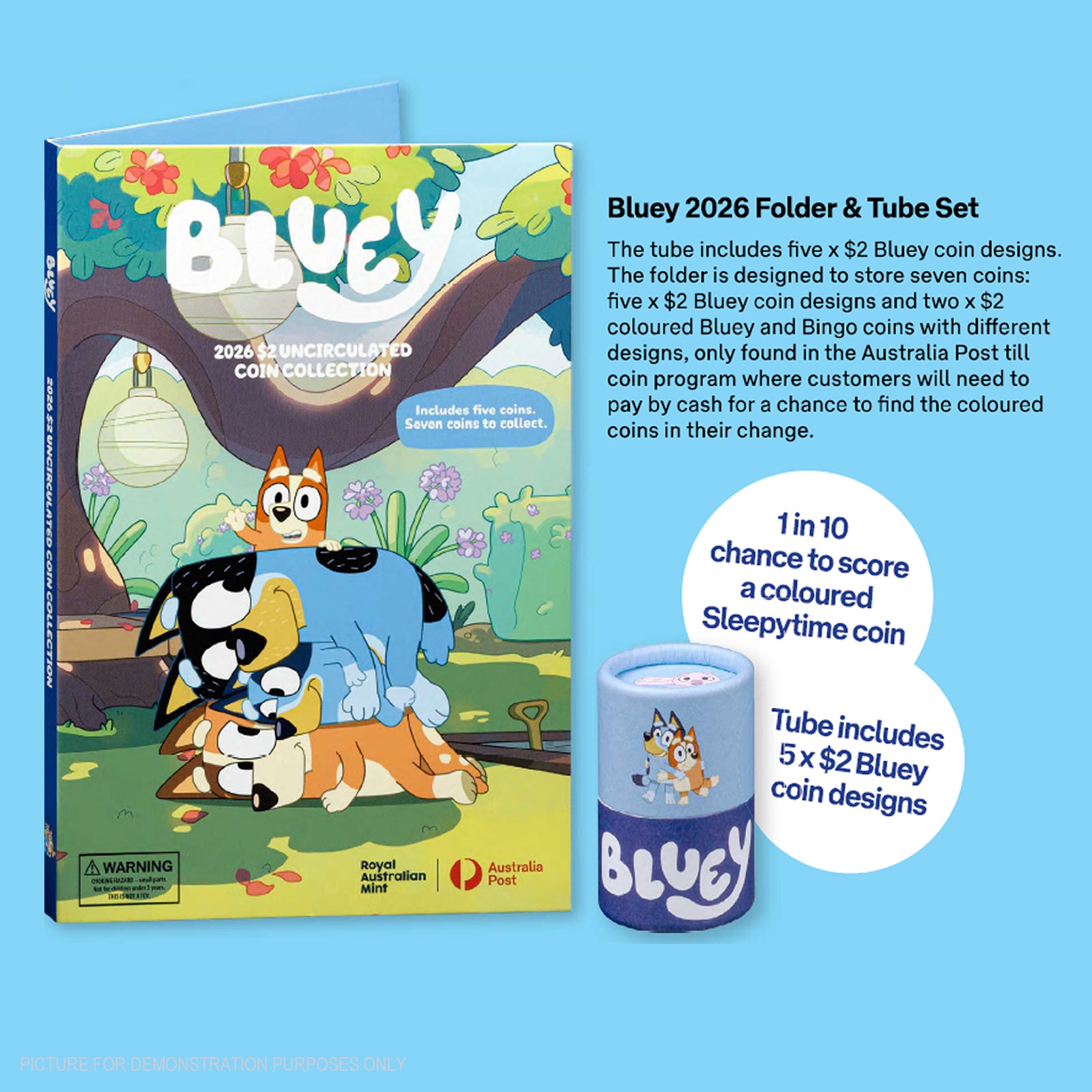 2026 Australia Post $2 Bluey 5-Coin Tube and Folder Set - SEALED