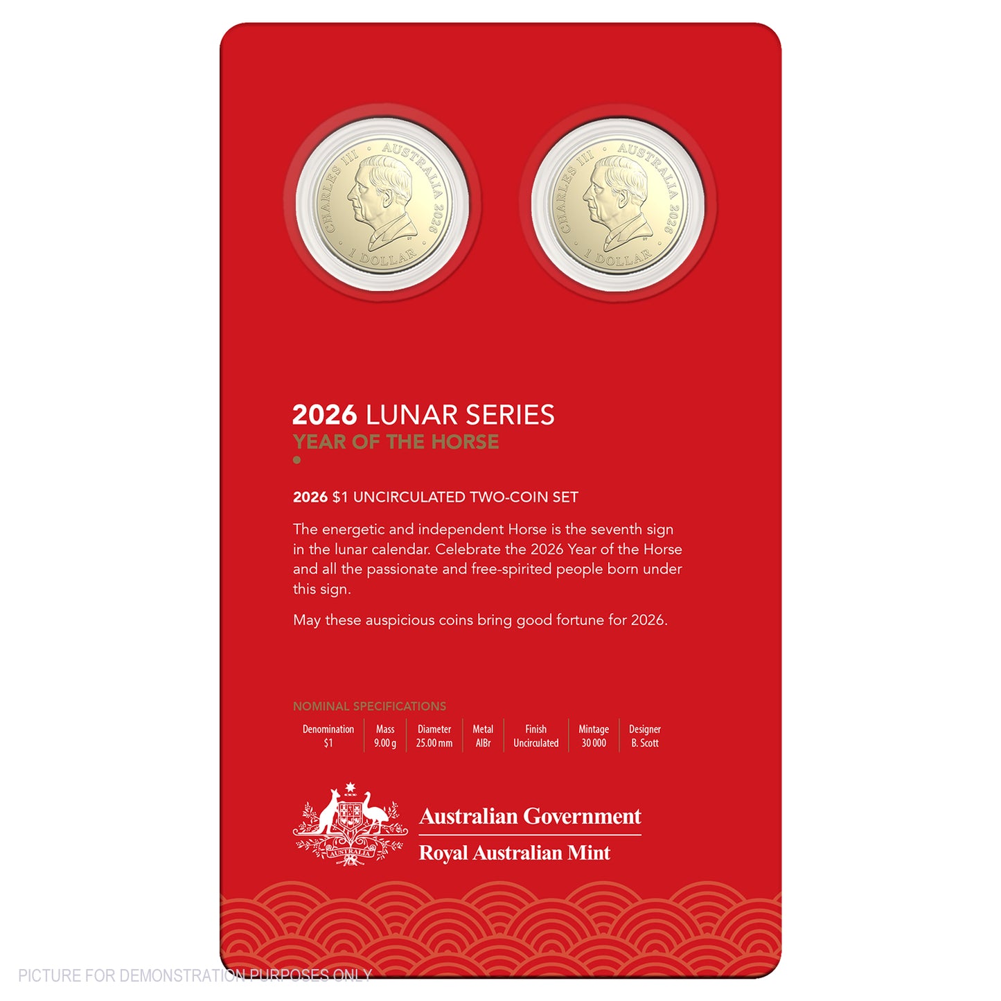 2026 RAM $1 Uncirculated Two-Coin Set - Lunar Series - Year of the Horse