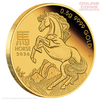 2026 Perth Mint 0.5g Gold Proof Coin - Year of the Horse - Mini Horse