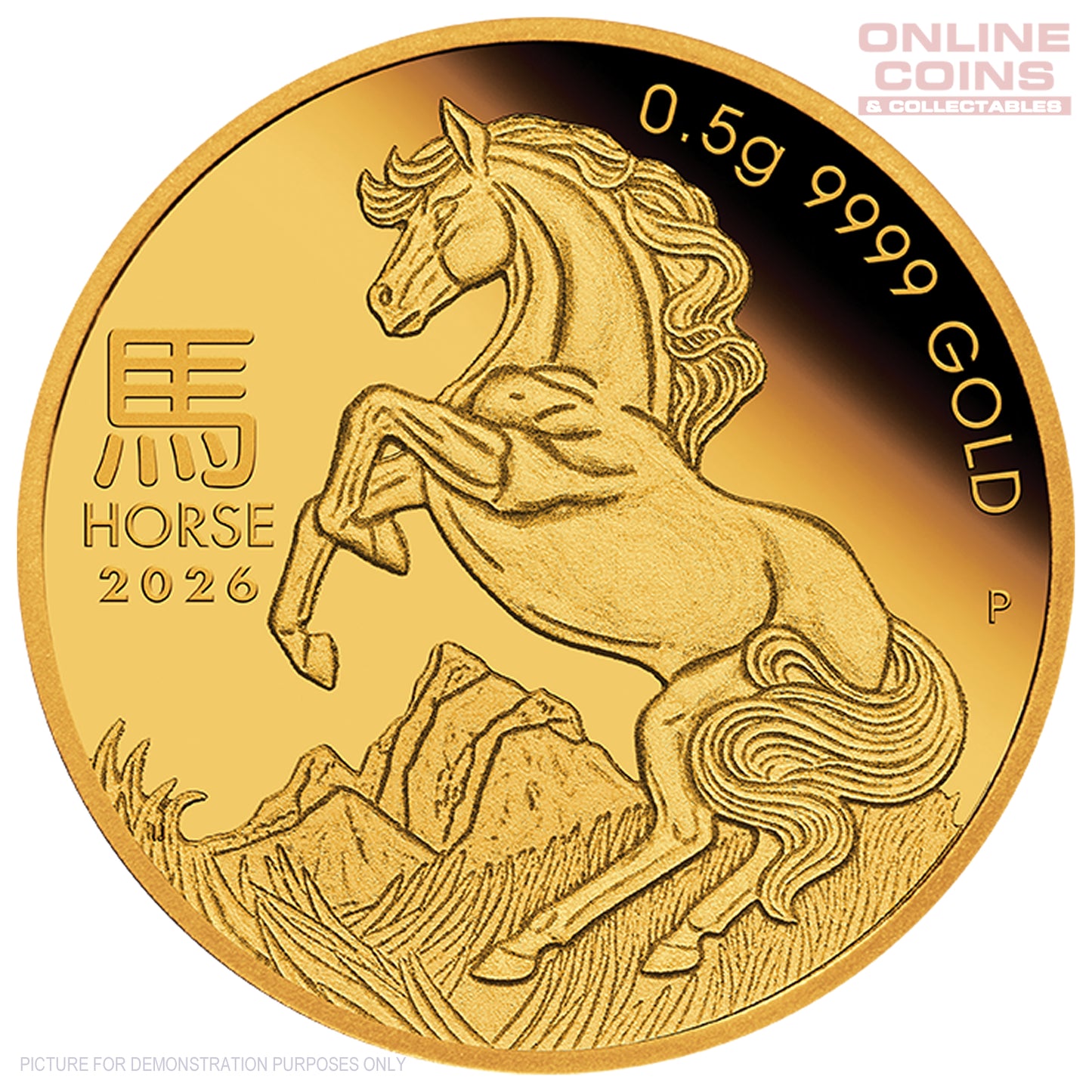 2026 Perth Mint 0.5g Gold Proof Coin - Year of the Horse - Mini Horse