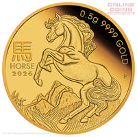 2026 Perth Mint 0.5g Gold Proof Coin - Year of the Horse - Mini Horse