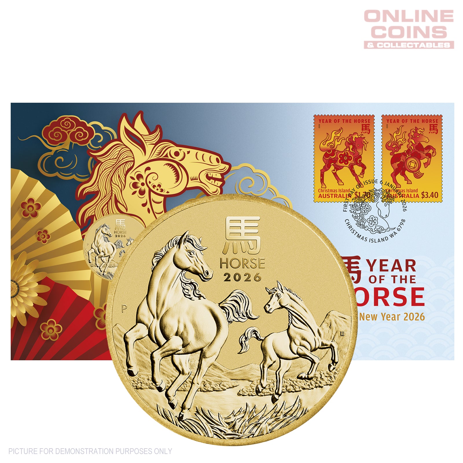 2026 Perth Mint Stamp and Coin Cover - Year of the Horse