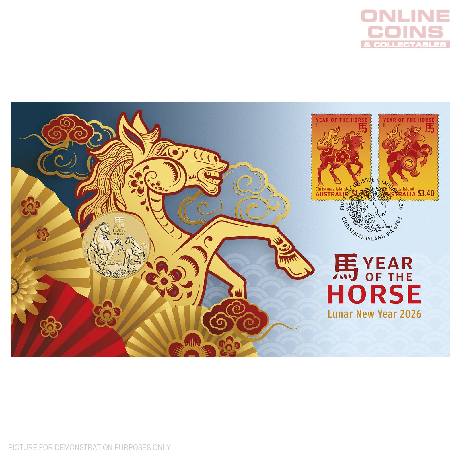 2026 Perth Mint Stamp and Coin Cover - Year of the Horse – Online