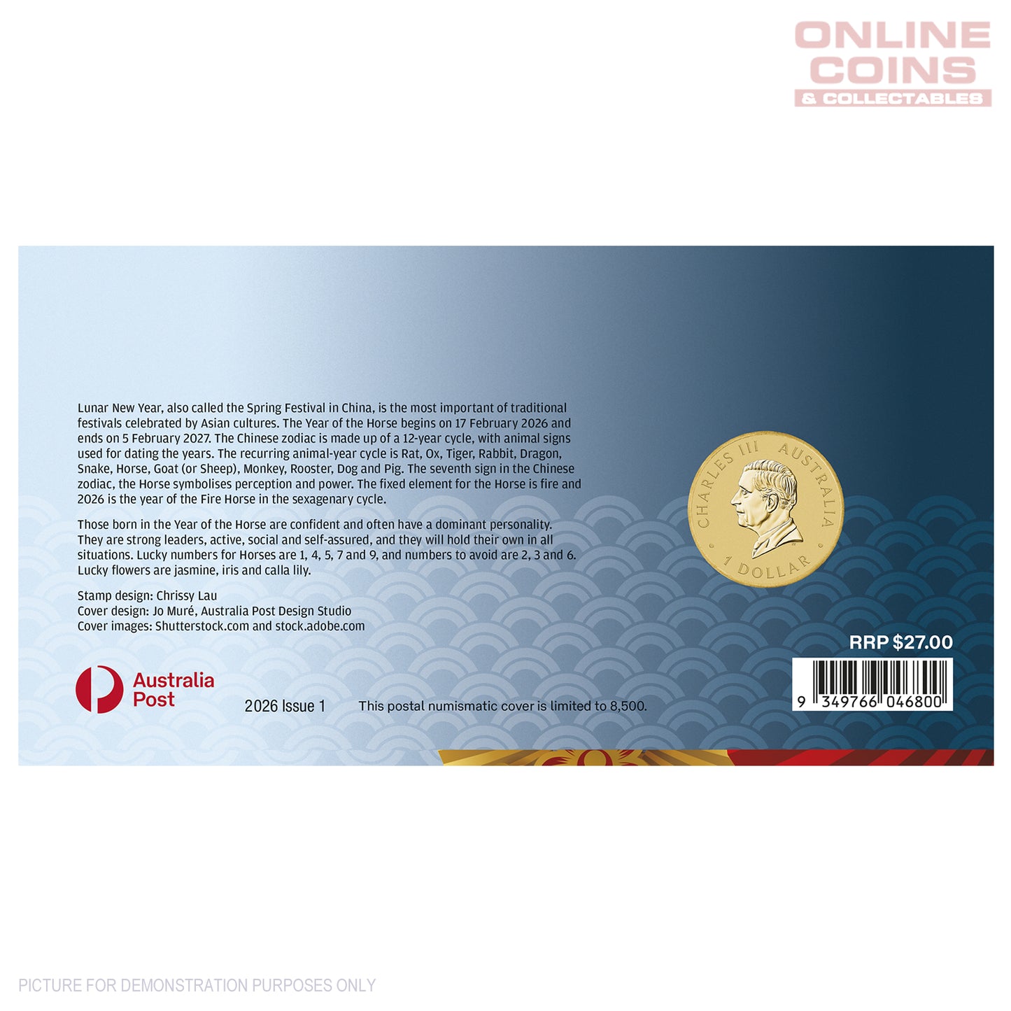 2026 Perth Mint Stamp and Coin Cover - Year of the Horse
