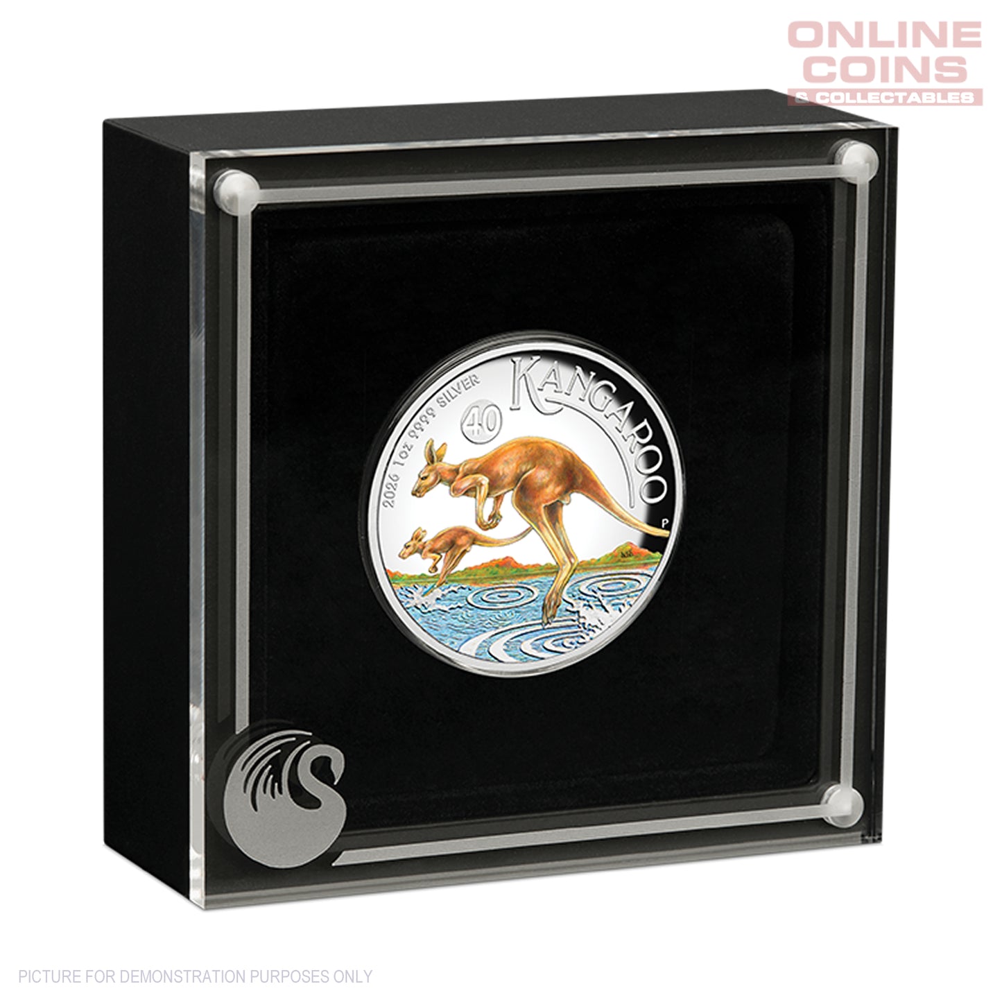 2026 Perth Mint 1oz Silver Proof High Relief Coloured Coin - Australian Kangaroo