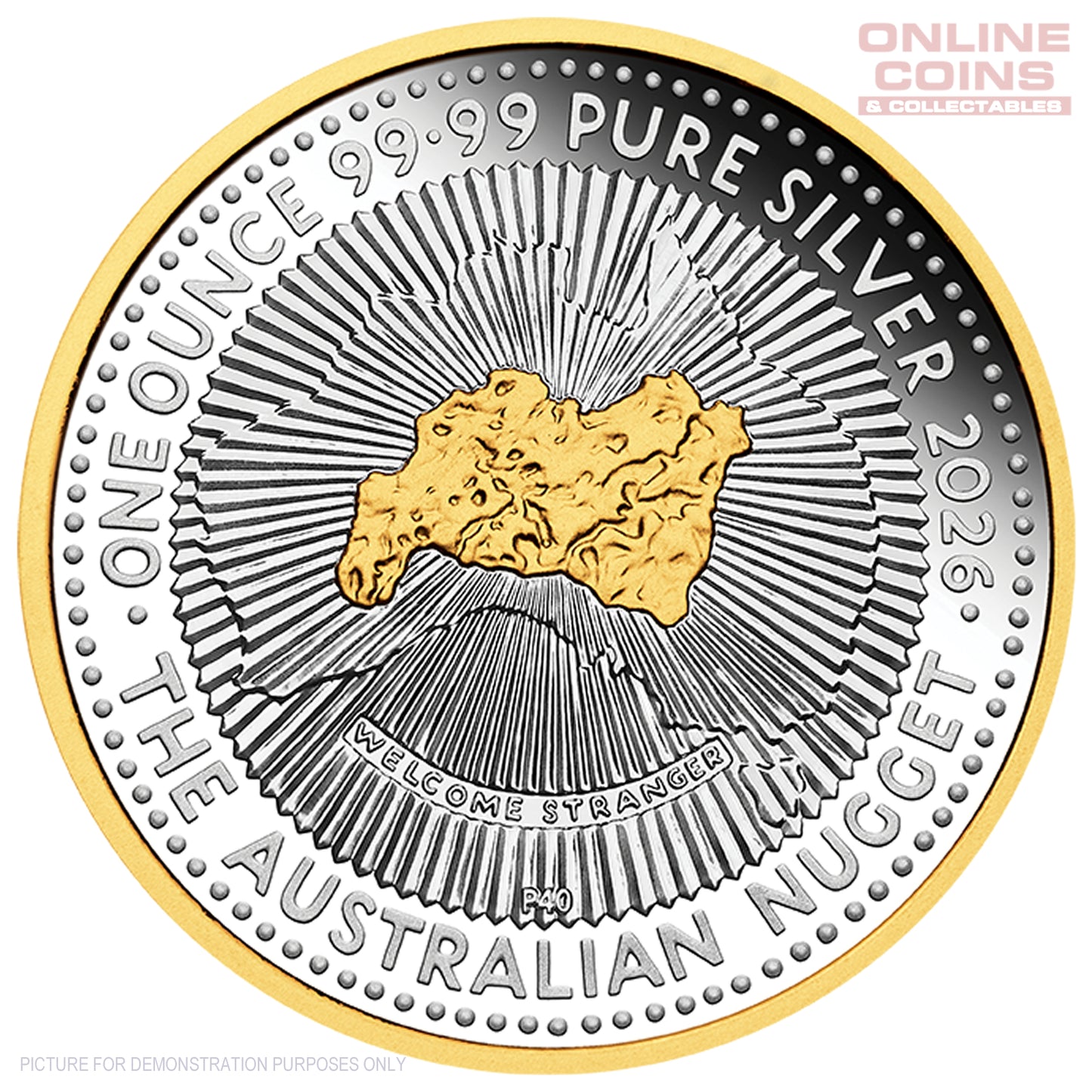 2026 Perth Mint 1oz Silver Proof Gilded Coin - 40t h Anniversary of the Australian Nugget