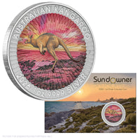 2026 Perth Mint 1oz Silver Coloured Coin in Card - Sundowner Red Kangaroo