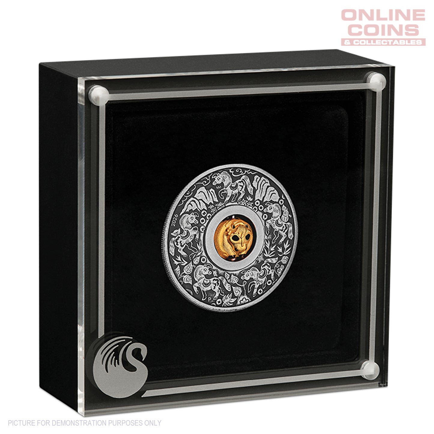 2026 Perth Mint Year of the Horse Rotating Bead Silver Antiqued Coin