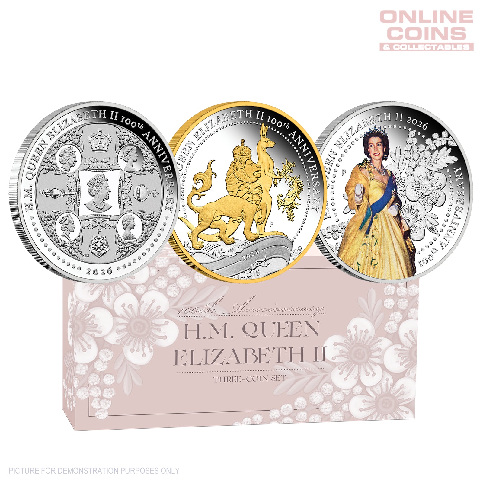 2026 Perth Mint Queen EII 100th Birthday 1oz Silver Proof 3-Coin Set