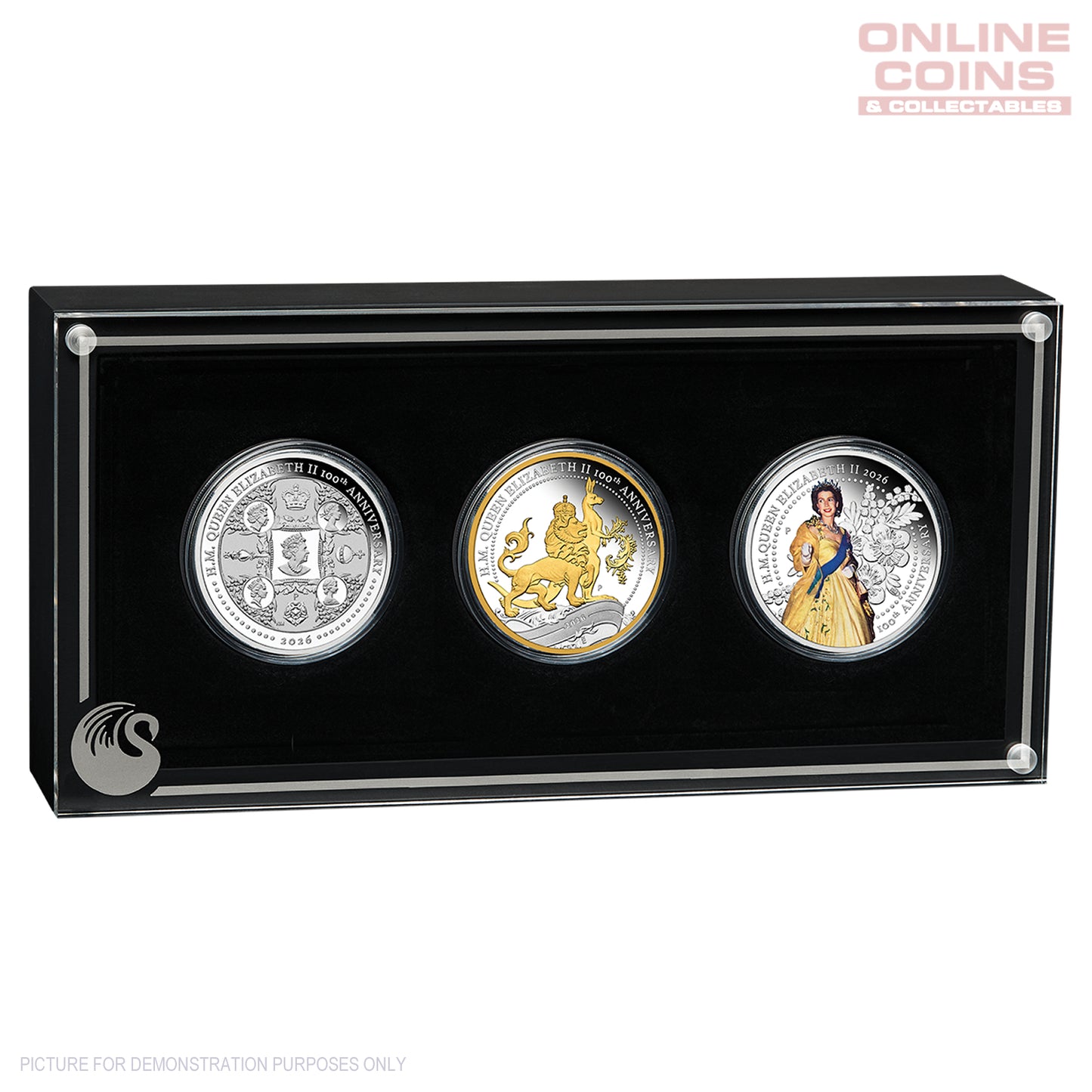 2026 Perth Mint Queen EII 100th Birthday 1oz Silver Proof 3-Coin Set