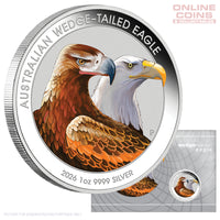 2026 Perth Mint 1oz Silver Coloured Coin in Card - Australian Wedge-Tailed Eagle