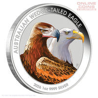 2026 Perth Mint 1oz Silver Coloured Coin in Card - Australian Wedge-Tailed Eagle