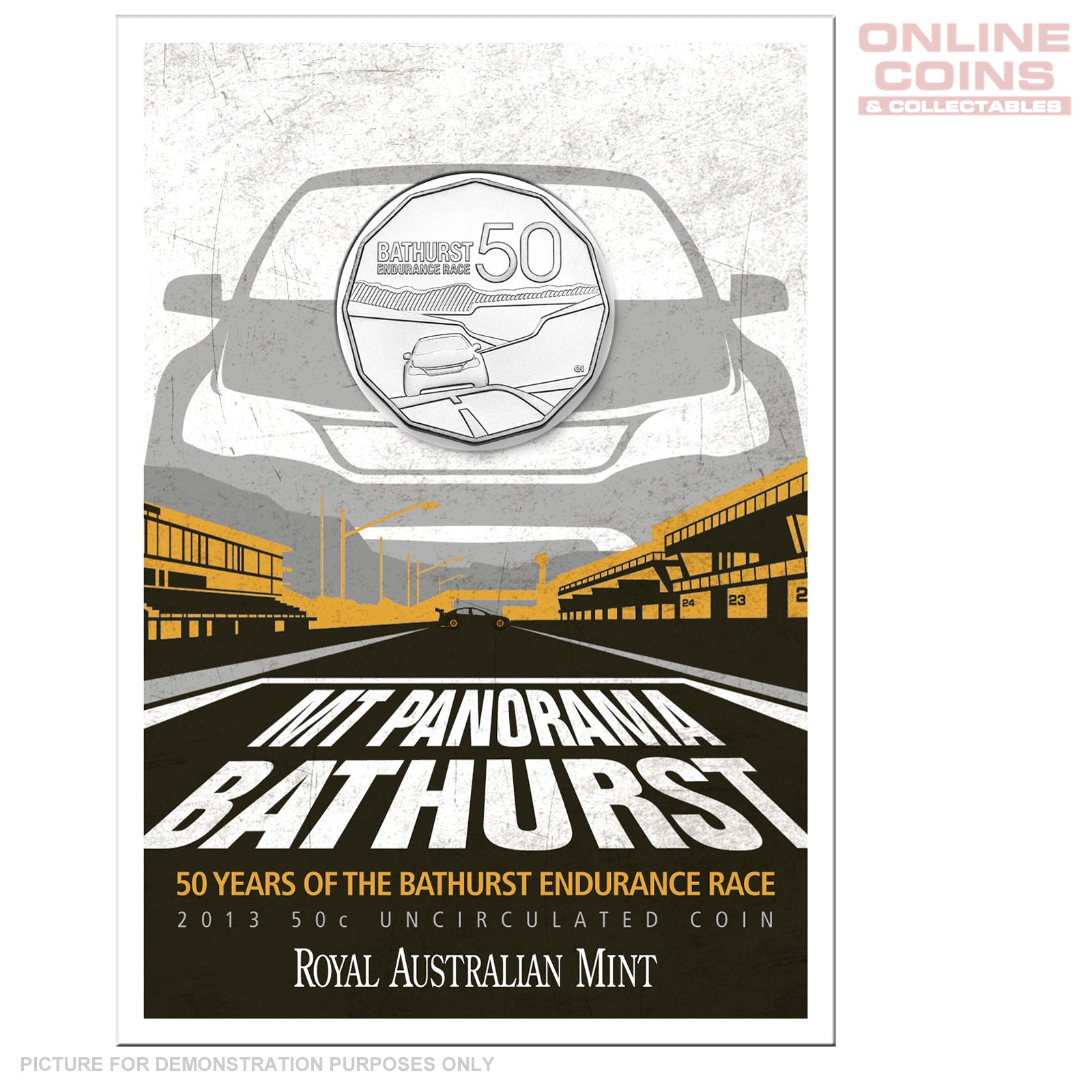 2013 Royal Australian Mint - 50 Years of the Bathurst Endurance Race - Uncirculated 50c Carded Coin