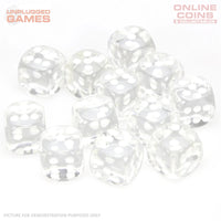 CHESSEX D6 Dice 16mm (36) - Translucent Clear/White Block