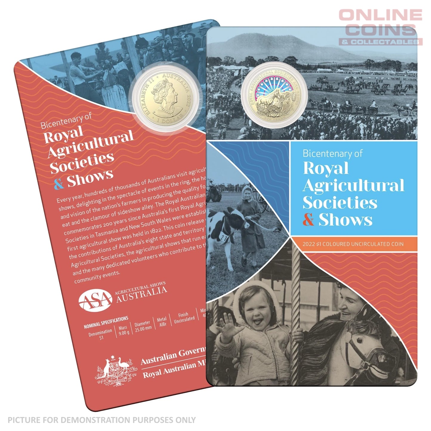 2022 RAM $1 Coloured Uncirculated Carded Coin - Bicentenary of Royal Agricultural Society