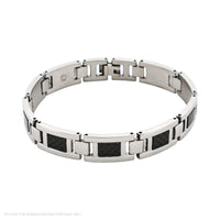 Cudworth Polished Stainless Steel Bracelet with Black Carbon Fibre Inlay