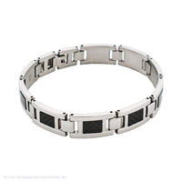 Cudworth Polished Stainless Steel Bracelet with Black Carbon Fibre Inlay