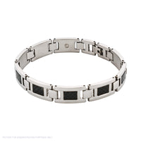 Cudworth Polished Stainless Steel Bracelet with Black Carbon Fibre Inlay