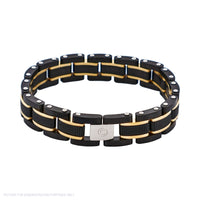 Cudworth Stainless Steel & Ion Plated Black & Ion Plated 14k Gold Link Bracelet