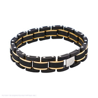 Cudworth Stainless Steel & Ion Plated Black & Ion Plated 14k Gold Link Bracelet
