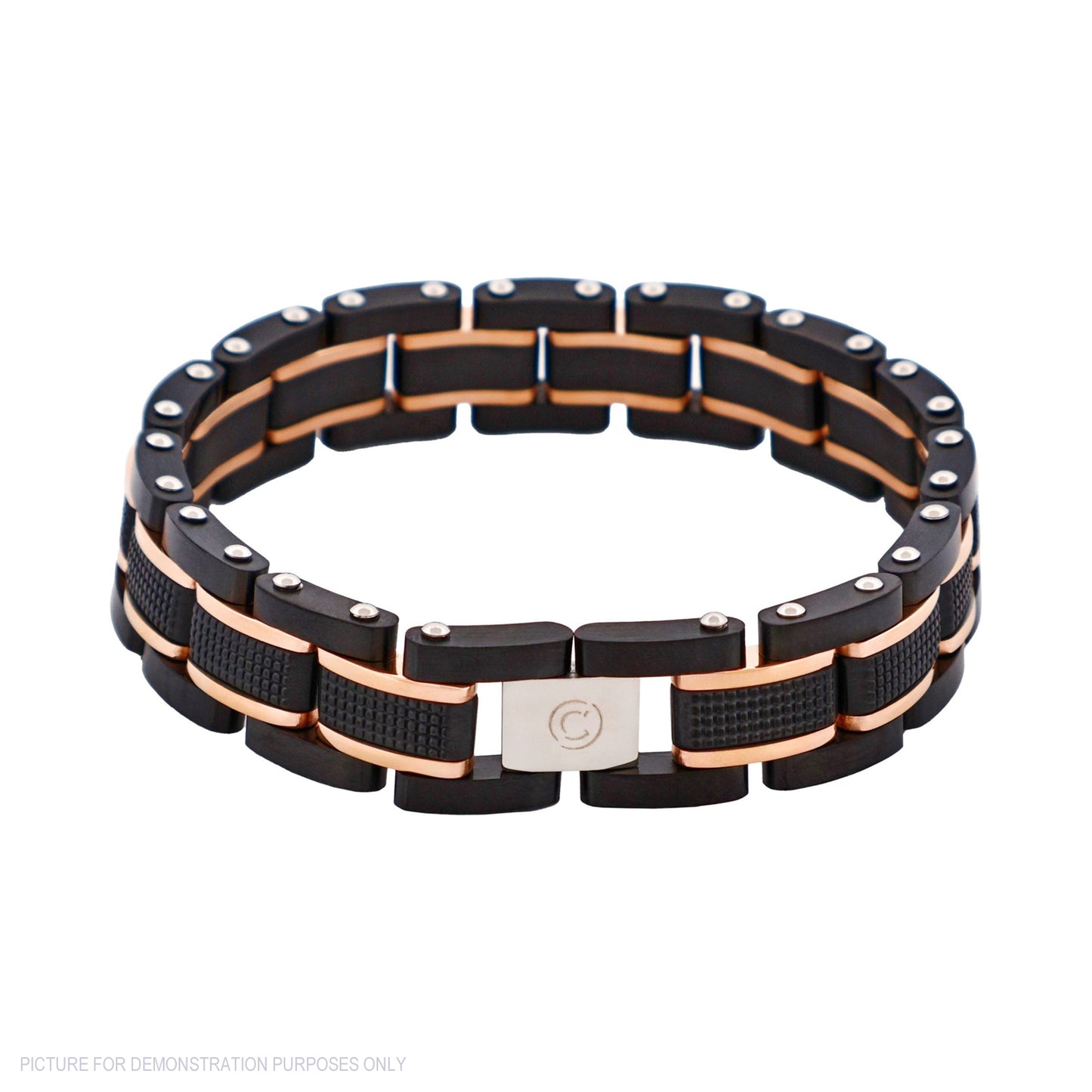 Cudworth Ion Plated Black & Rose Gold Stainless Steel Bracelet