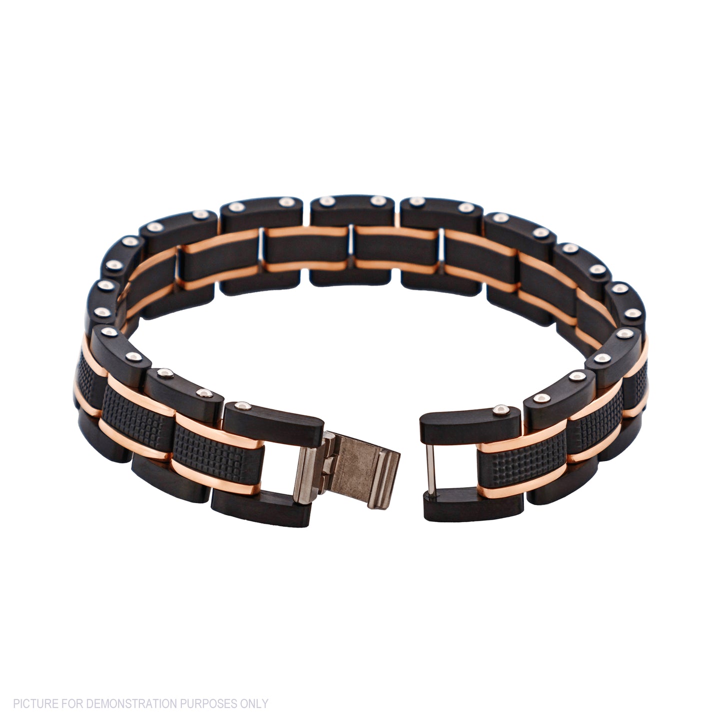 Cudworth Ion Plated Black & Rose Gold Stainless Steel Bracelet