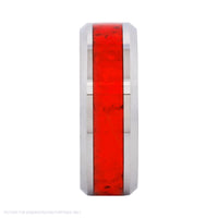 Cudworth Polished Rhodium Tungsten Ring – Crimson Opal