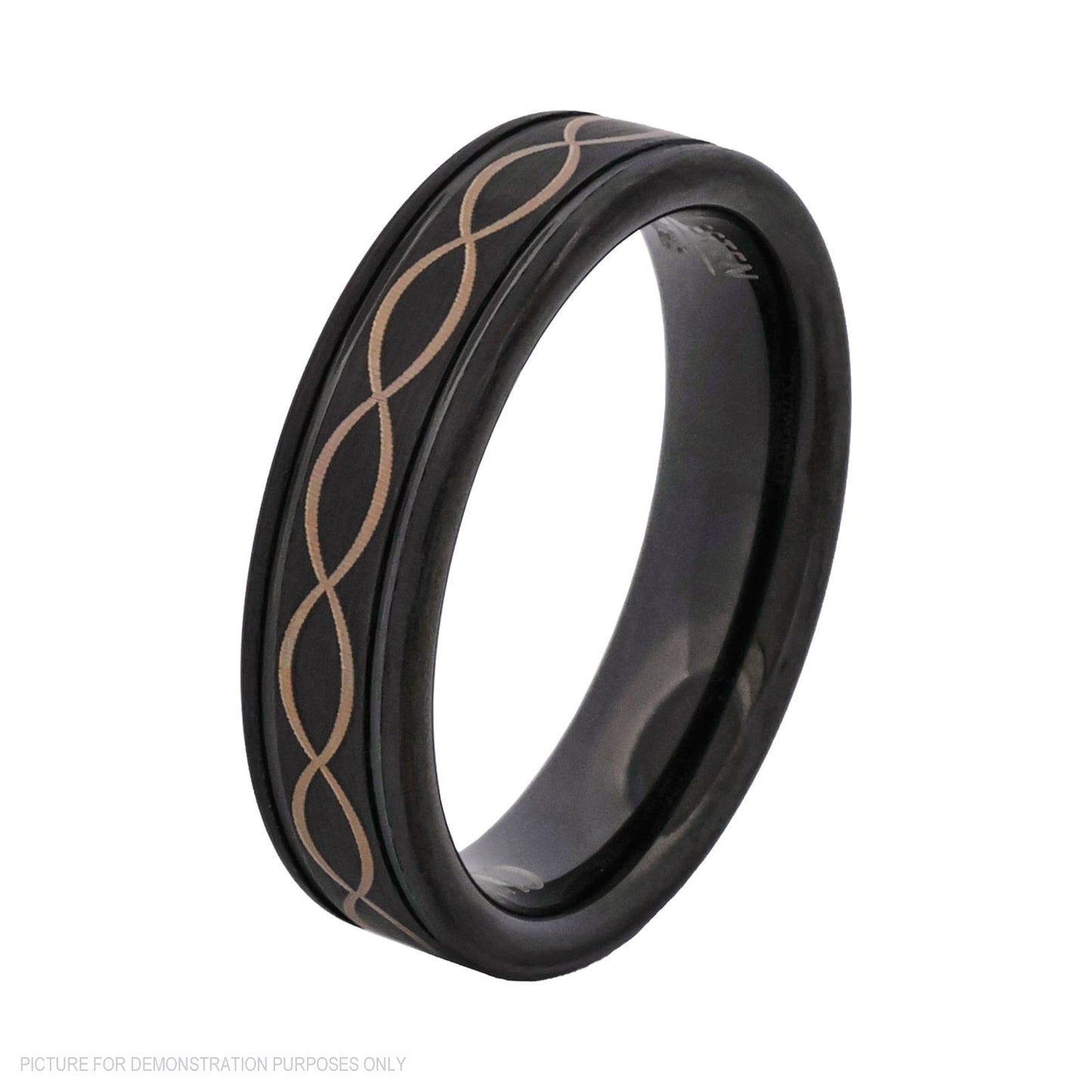 Cudworth Polished Black Ion Plated Tungsten Ring – Infinity Wave