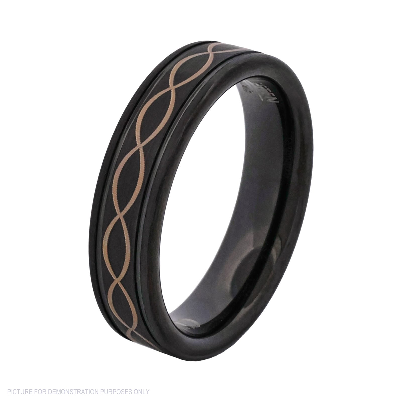 Cudworth Polished Black Ion Plated Tungsten Ring – Infinity Wave
