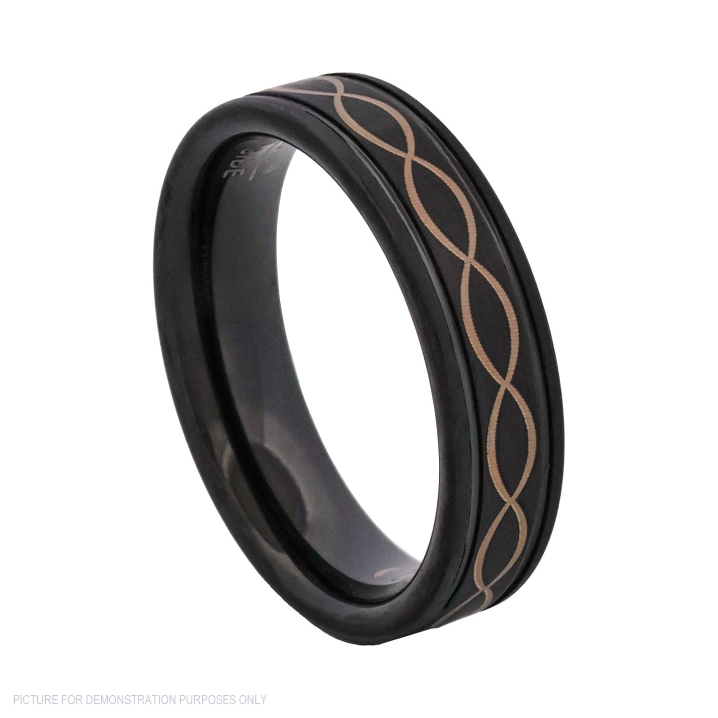 Cudworth Polished Black Ion Plated Tungsten Ring – Infinity Wave